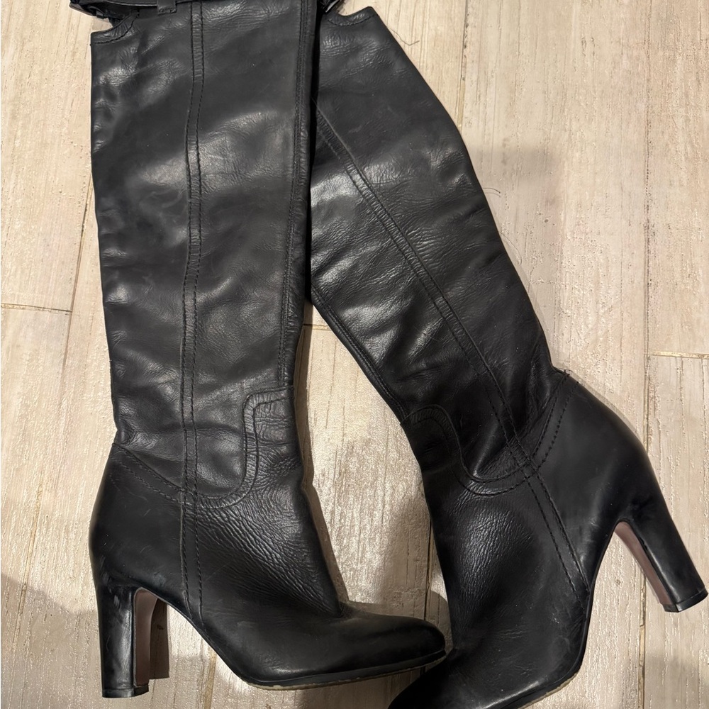 Sam Edelman Sutton Black Leather over Knee Boots 8.5